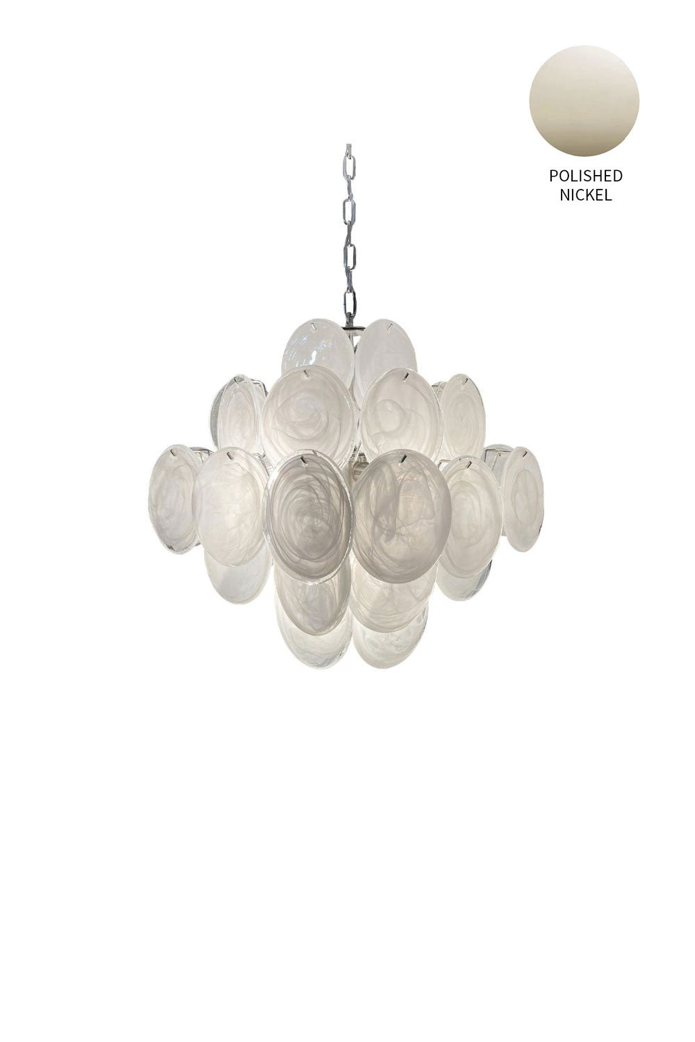 Vintage Murano White Glass Disks Chandelier