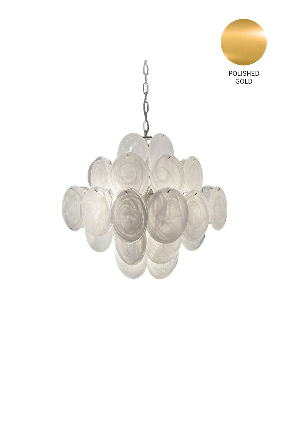 Vintage Murano White Glass Disks Chandelier