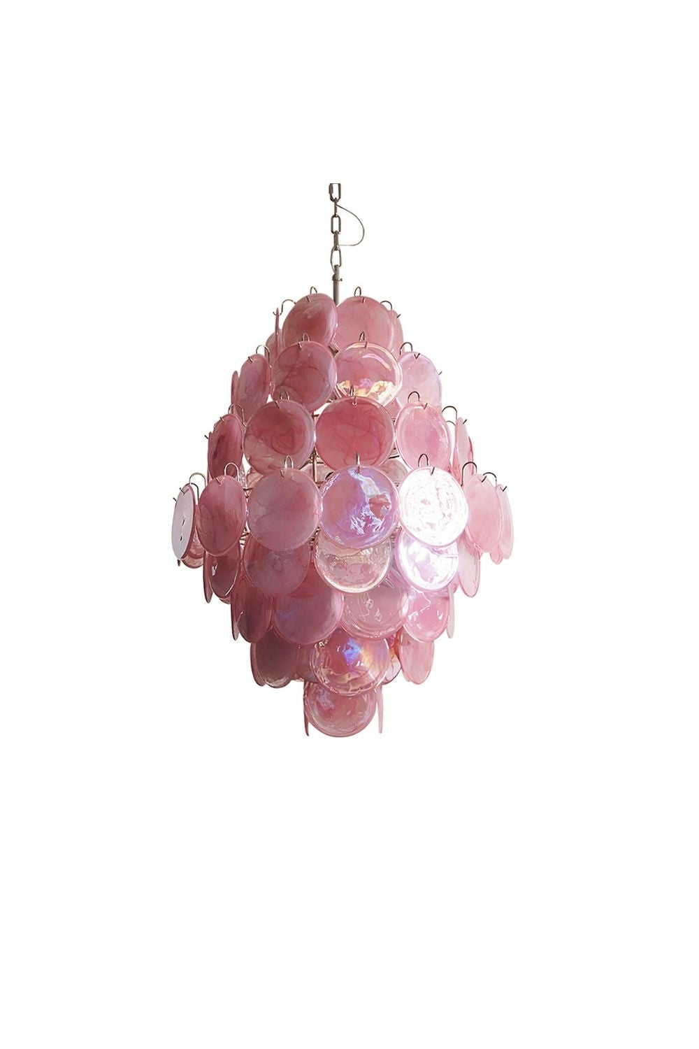 Wonderful Vintage Murano Pink Discs Chandelier