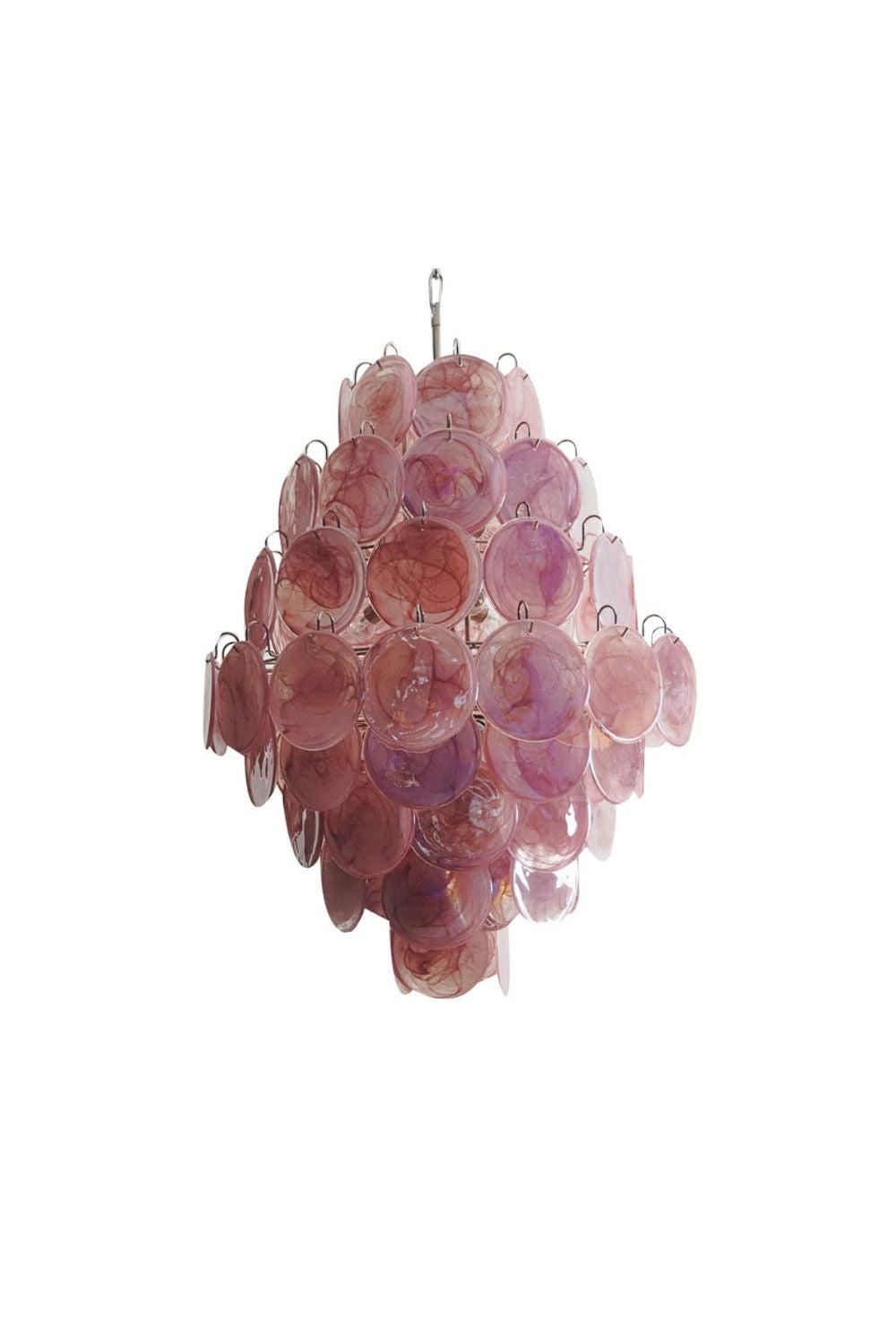 Wonderful Vintage Murano Pink Discs Chandelier