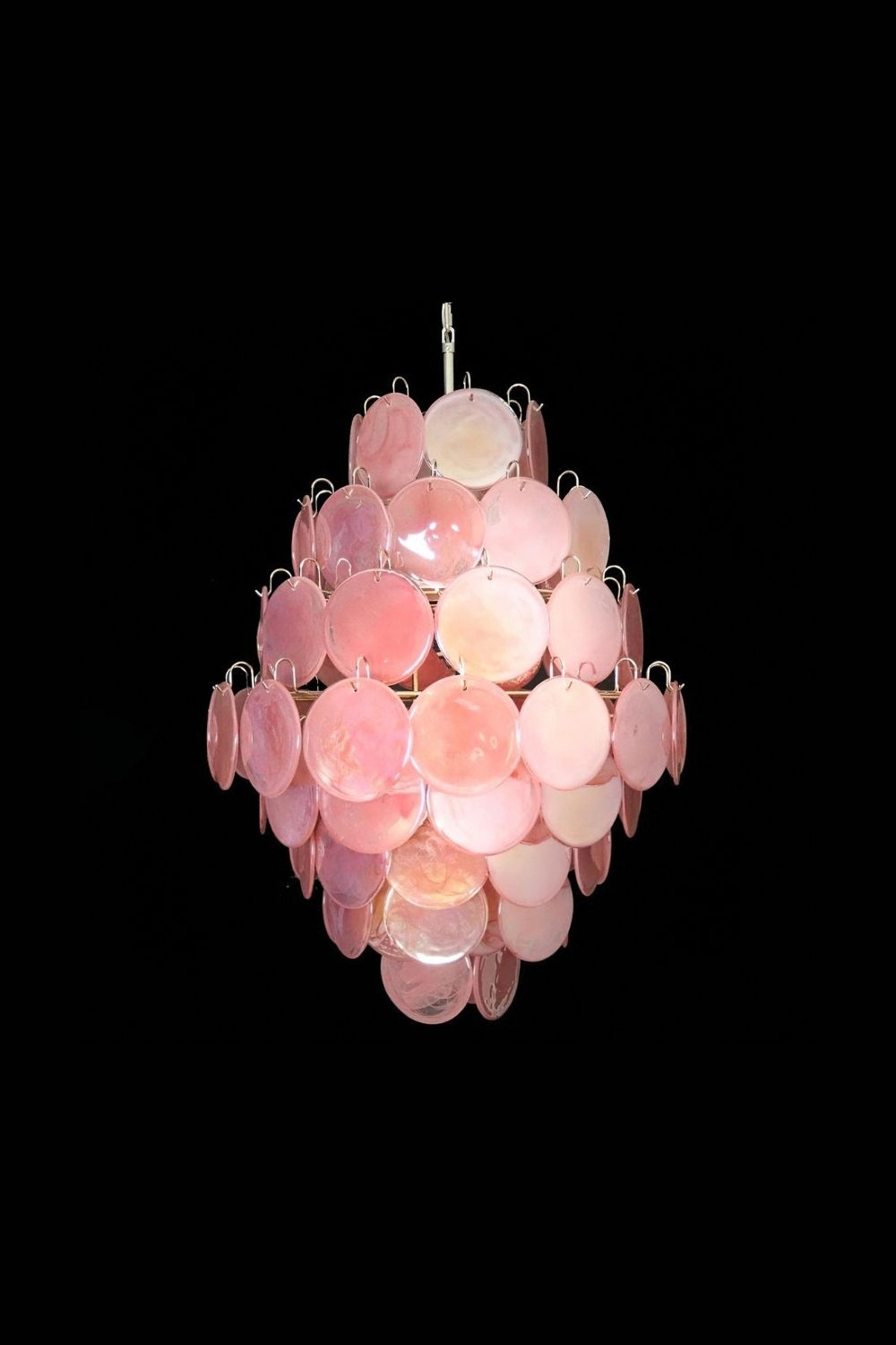 Wonderful Vintage Murano Pink Discs Chandelier