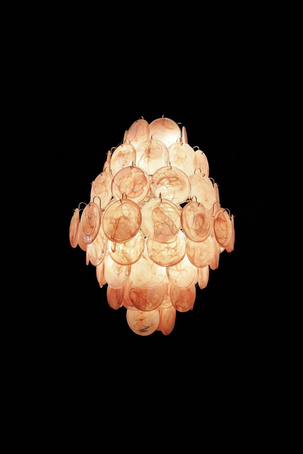 Wonderful Vintage Murano Pink Discs Chandelier