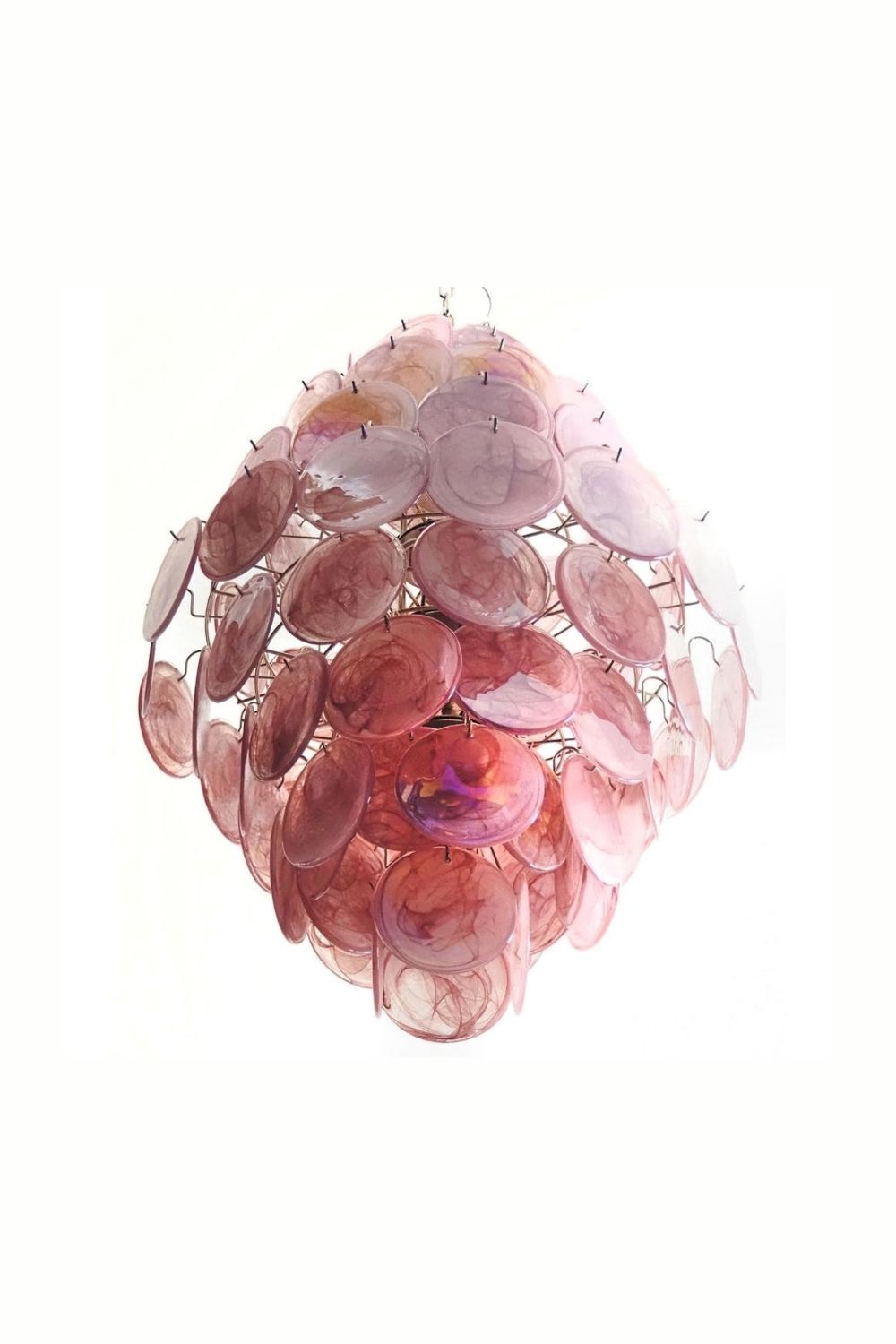 Wonderful Vintage Murano Pink Discs Chandelier