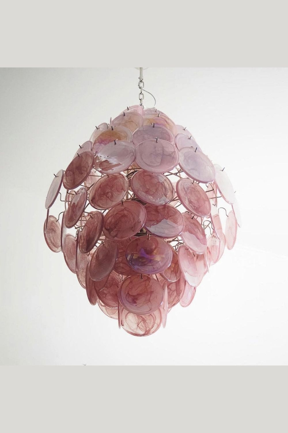 Wonderful Vintage Murano Pink Discs Chandelier