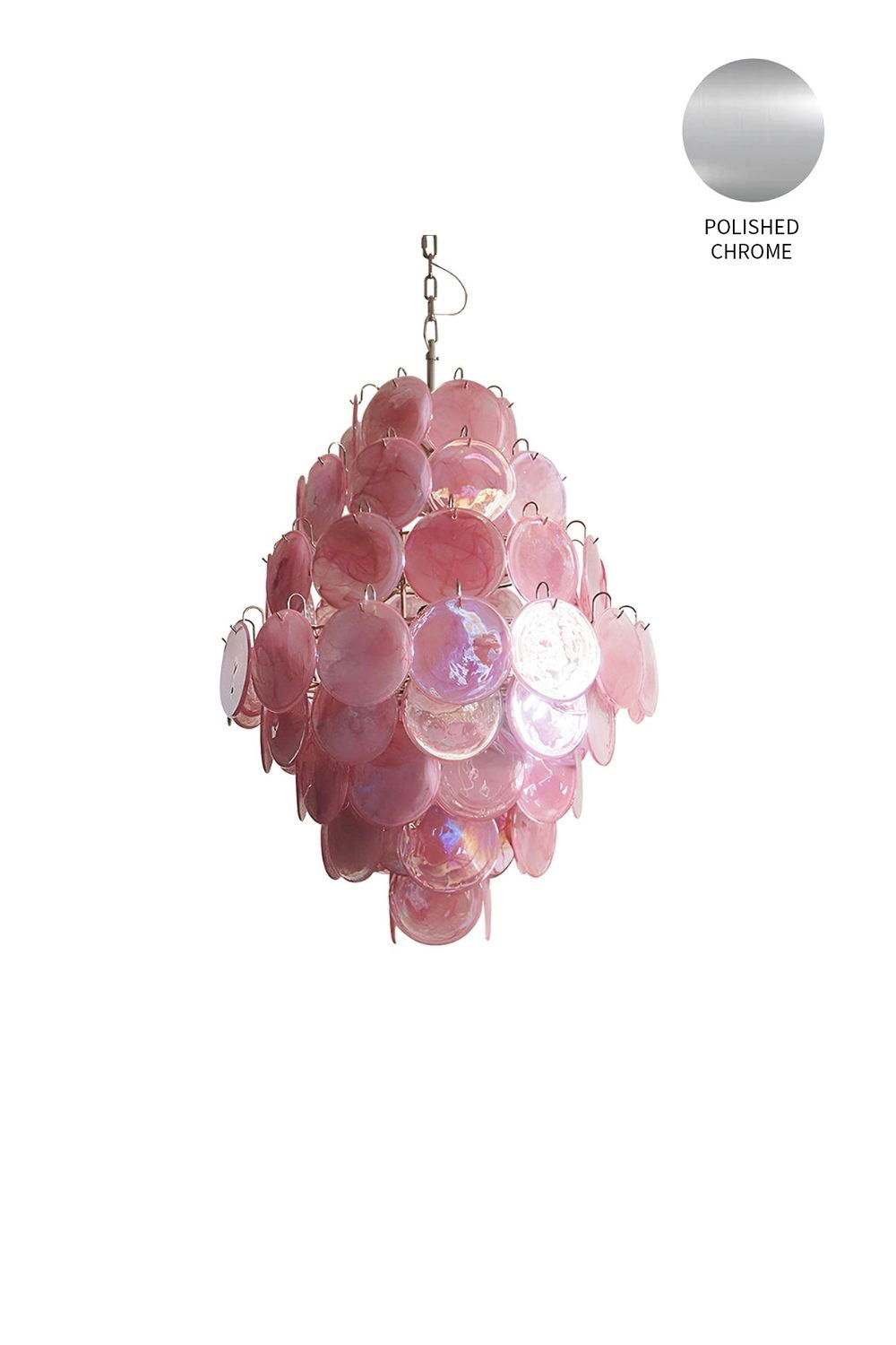 Wonderful Vintage Murano Pink Discs Chandelier