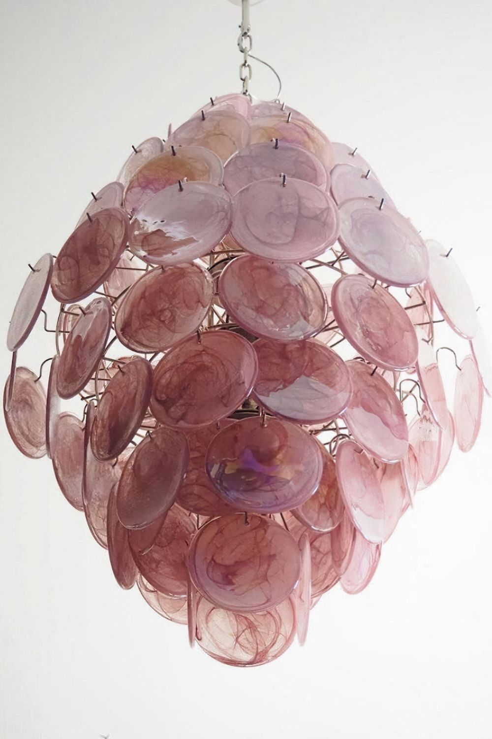 Wonderful Vintage Murano Pink Discs Chandelier