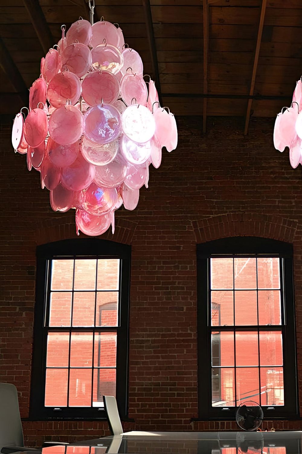 Wonderful Vintage Murano Pink Discs Chandelier