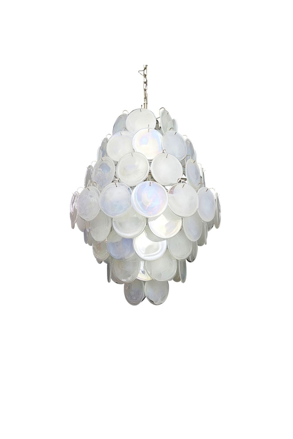 Wonderful Vintage Murano White Discs Chandelier