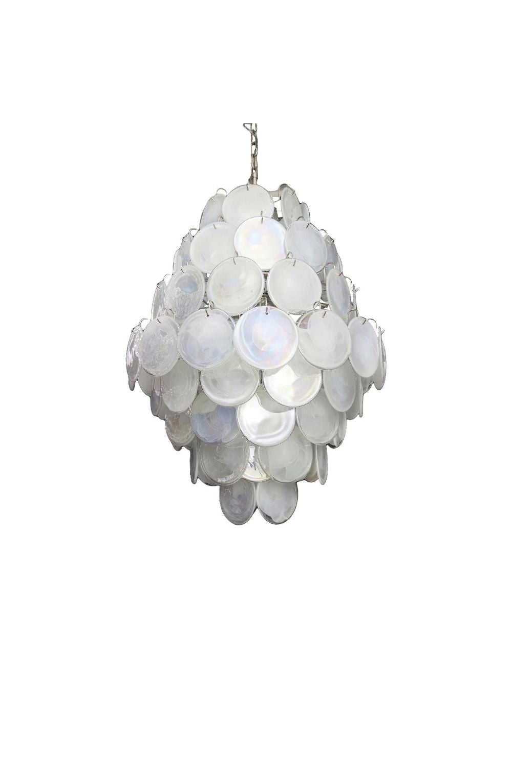 Wonderful Vintage Murano White Discs Chandelier