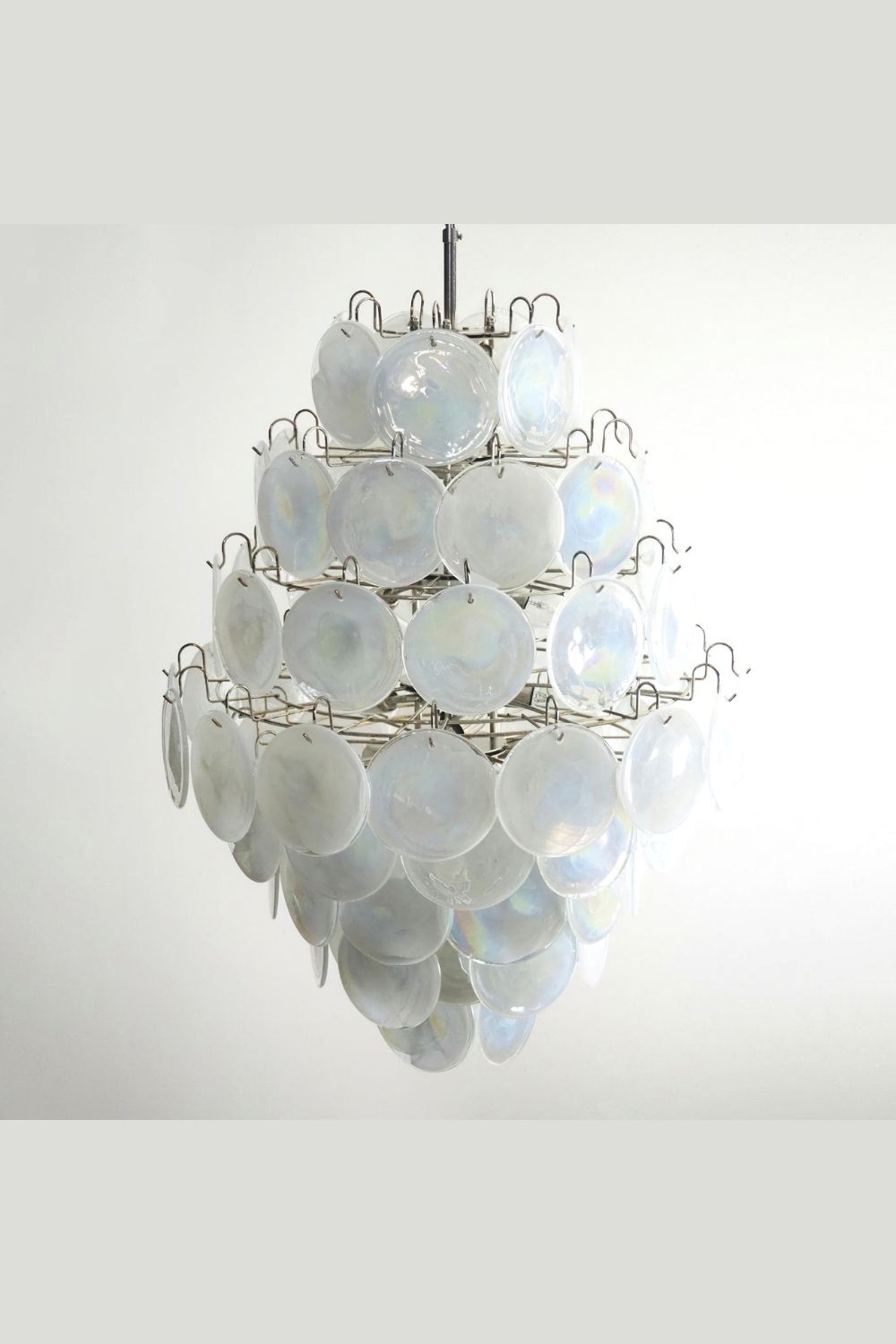 Wonderful Vintage Murano White Discs Chandelier