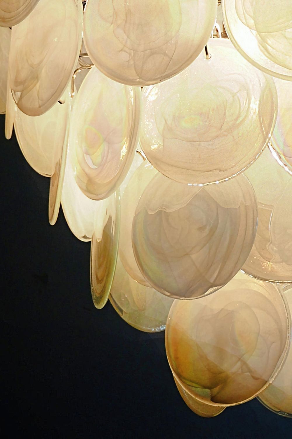 Wonderful Vintage Murano White Discs Chandelier