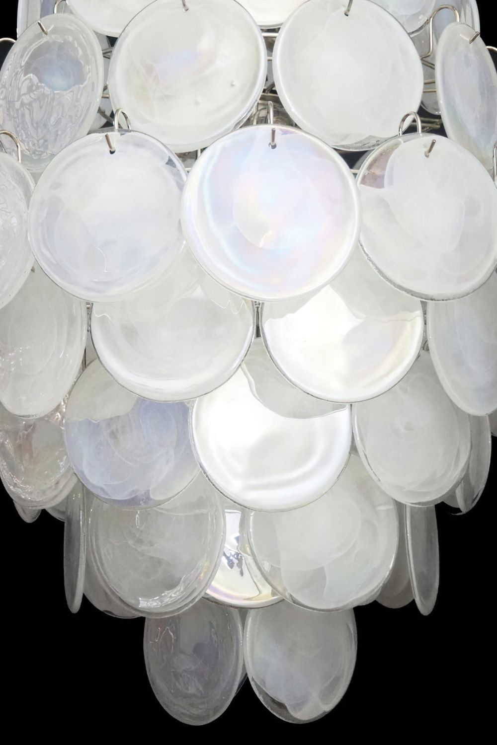 Wonderful Vintage Murano White Discs Chandelier