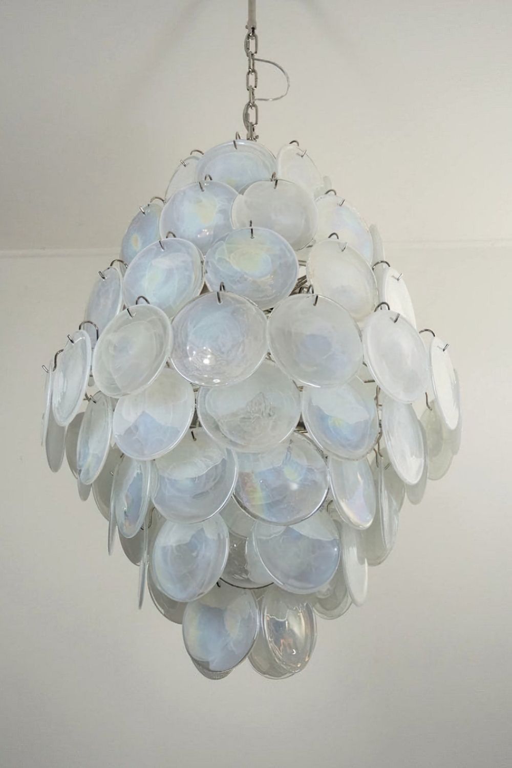 Wonderful Vintage Murano White Discs Chandelier