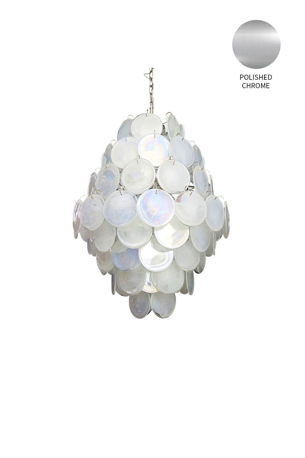 Wonderful Vintage Murano White Discs Chandelier