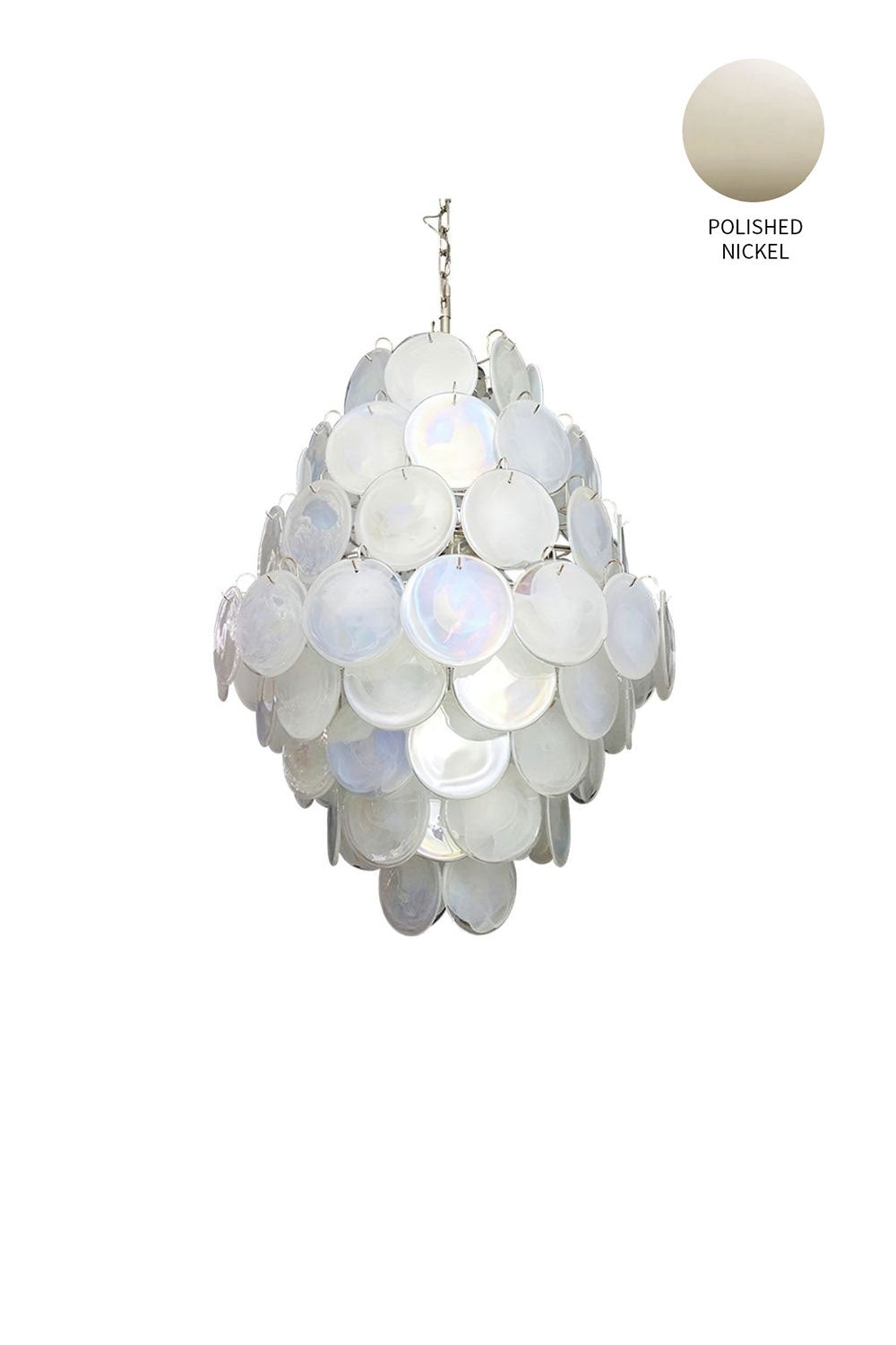 Wonderful Vintage Murano White Discs Chandelier