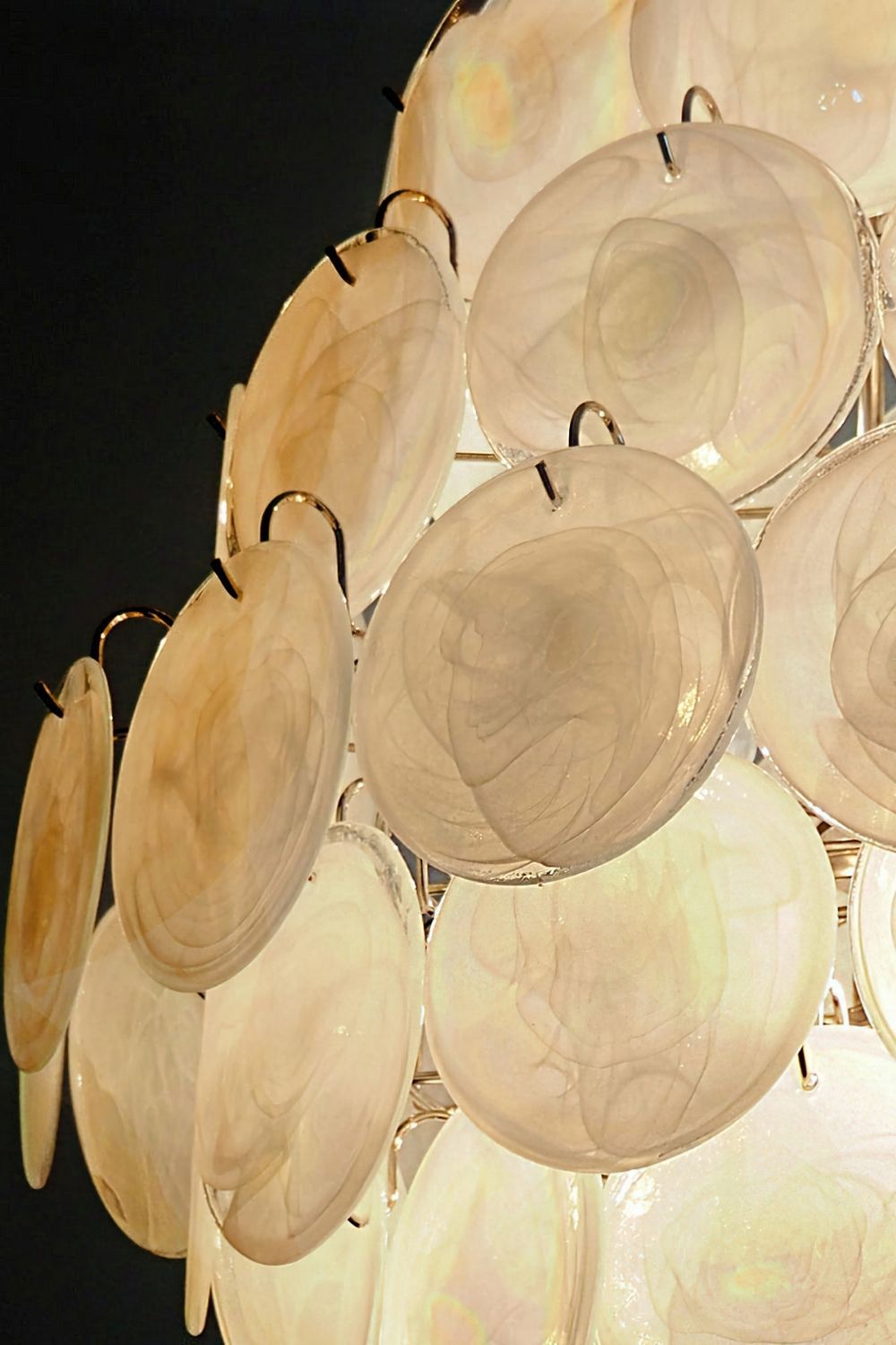 Wonderful Vintage Murano White Discs Chandelier