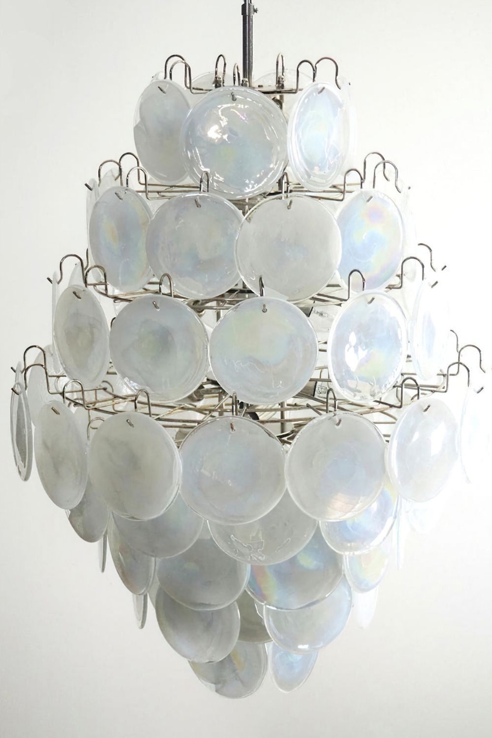 Wonderful Vintage Murano White Discs Chandelier