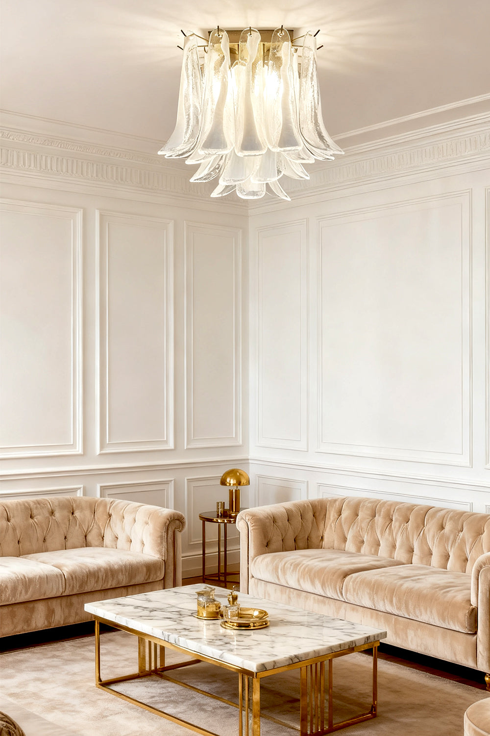 Murano Clear Glass Petal Ceiling Lamp