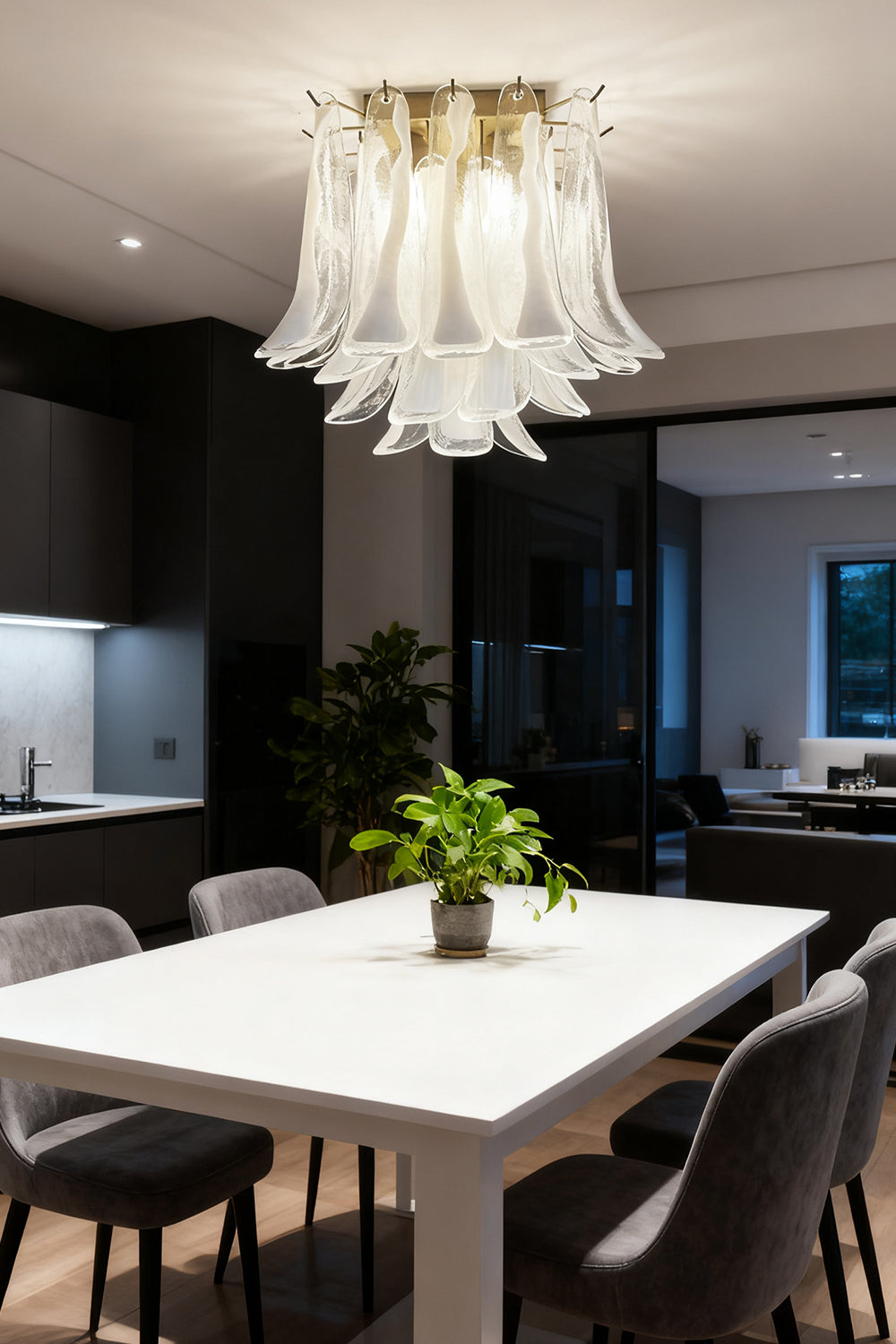 Murano Clear Glass Petal Ceiling Lamp