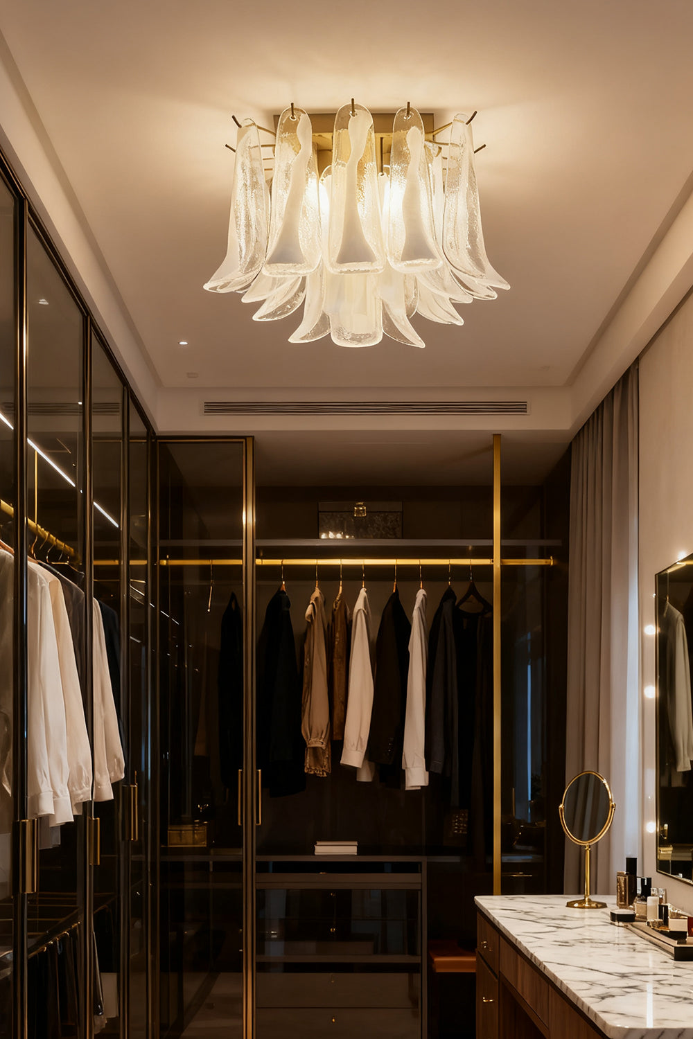 Murano Clear Glass Petal Ceiling Lamp