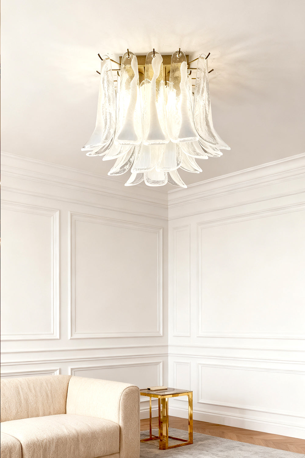 Murano Clear Glass Petal Ceiling Lamp