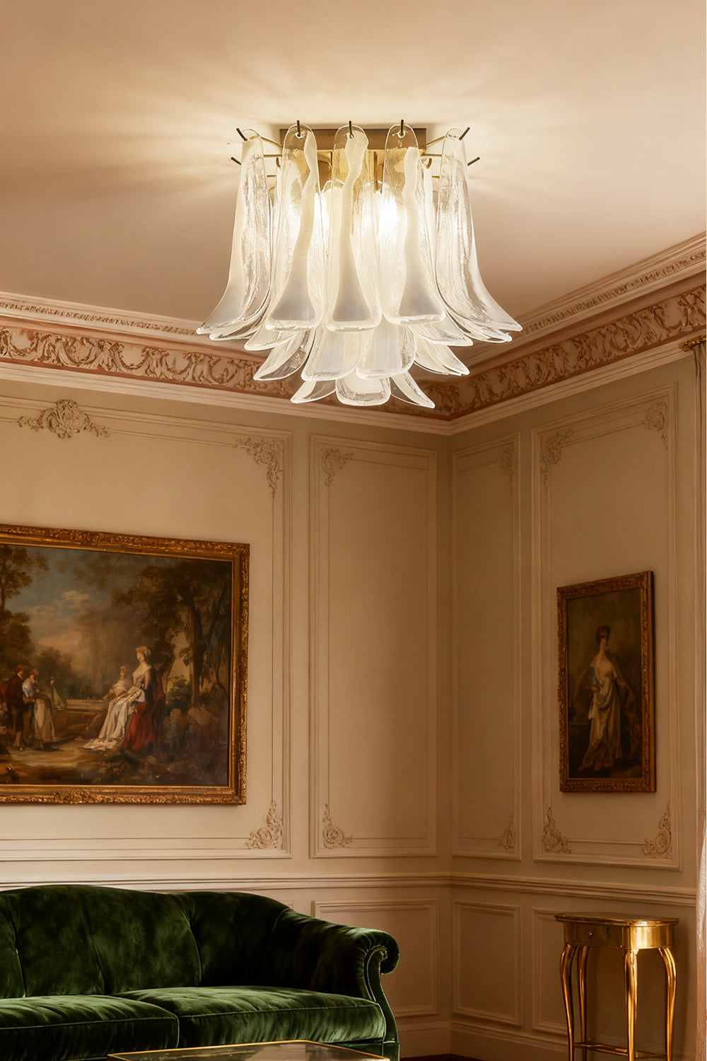 Murano Clear Glass Petal Ceiling Lamp