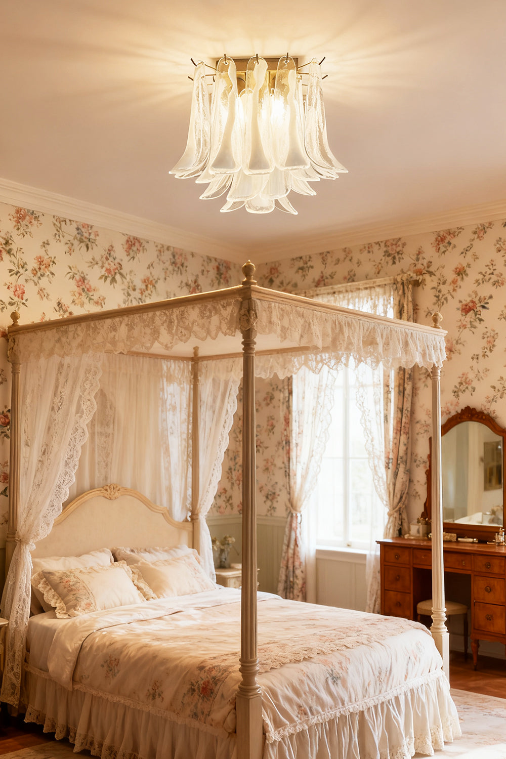 Murano Clear Glass Petal Ceiling Lamp