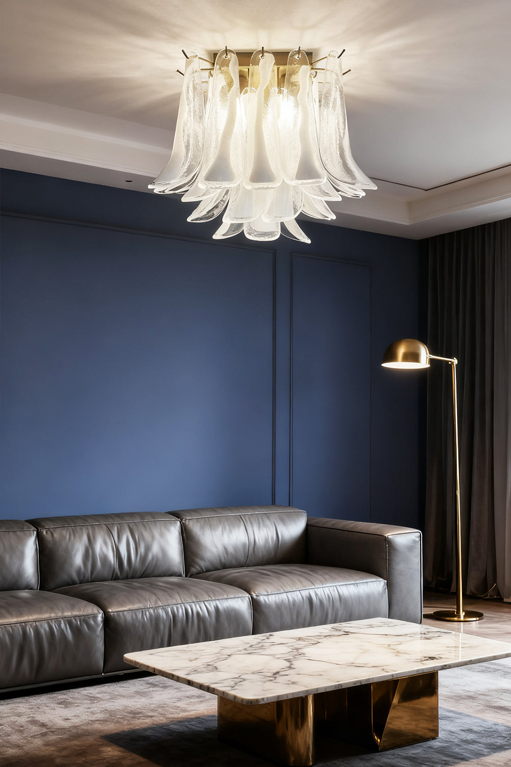 Murano Clear Glass Petal Ceiling Lamp