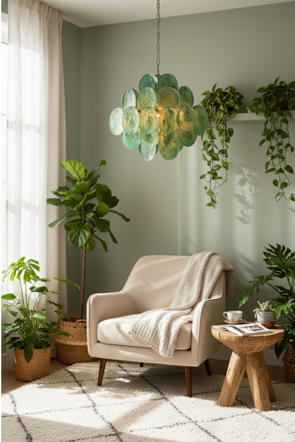 Murano Green Disks Chandelier