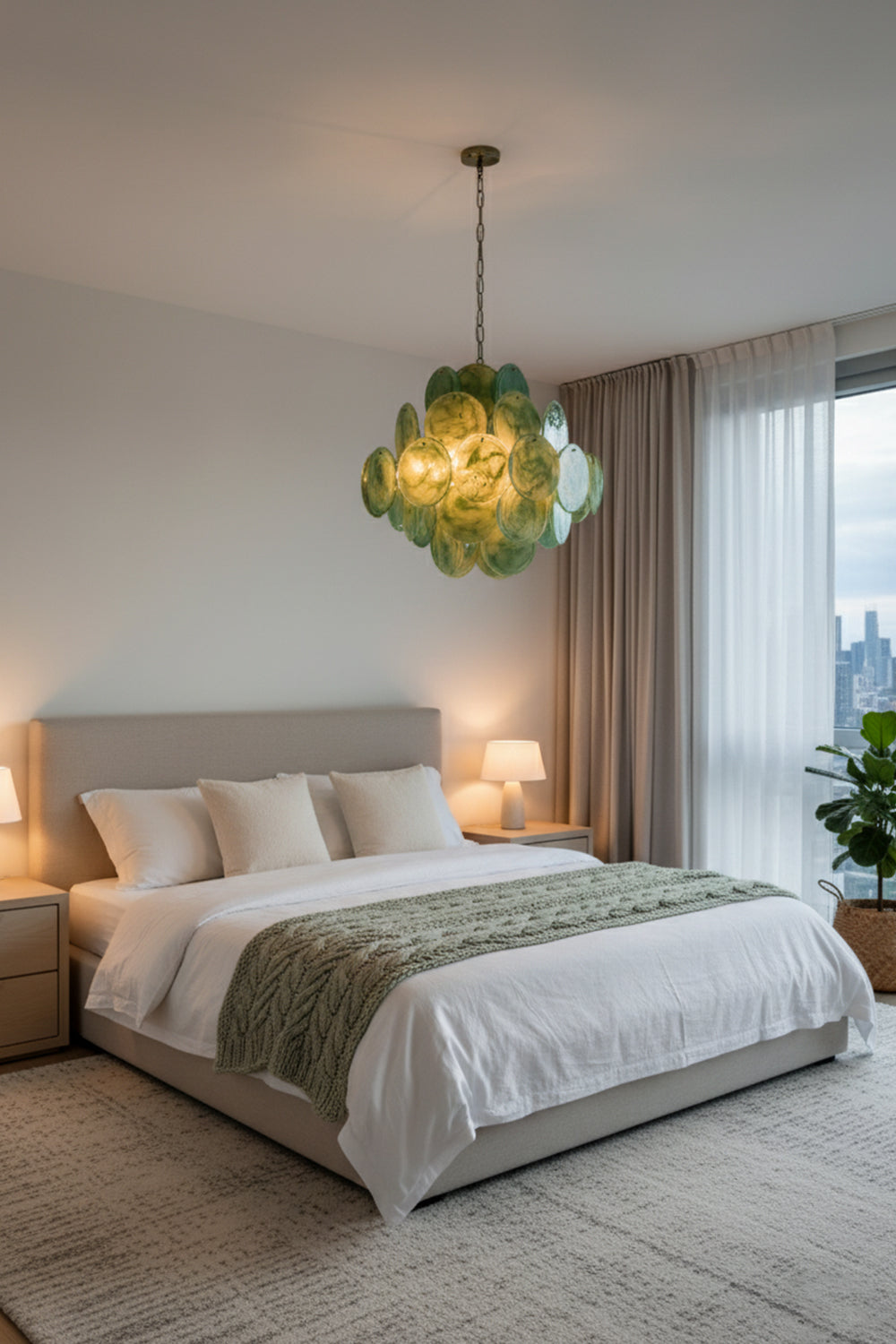 Murano Green Disks Chandelier