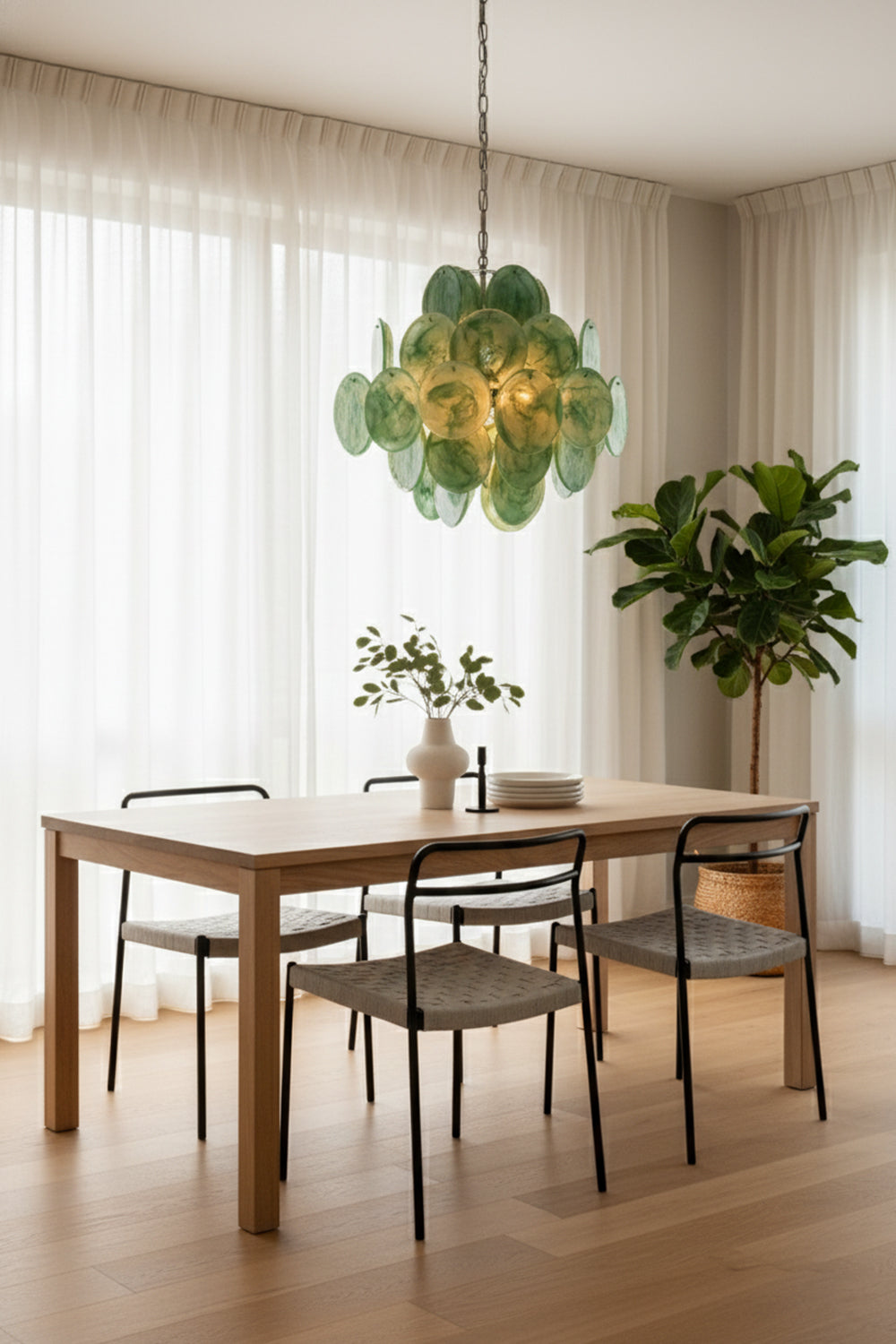 Murano Green Disks Chandelier