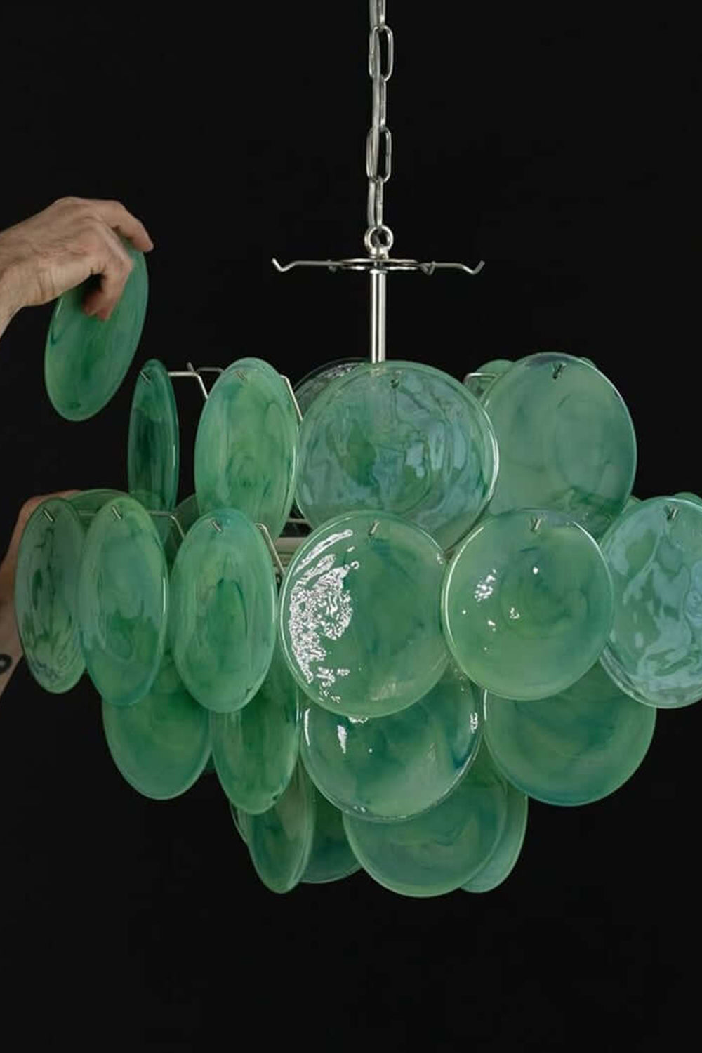 Murano Green Disks Chandelier
