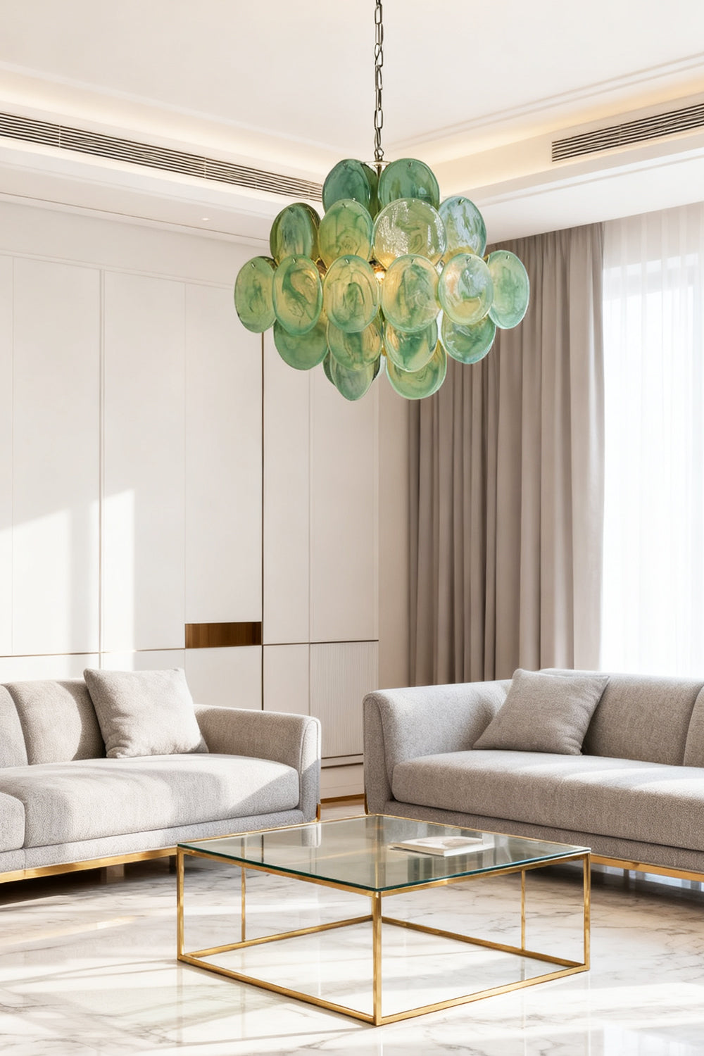 Murano Green Disks Chandelier