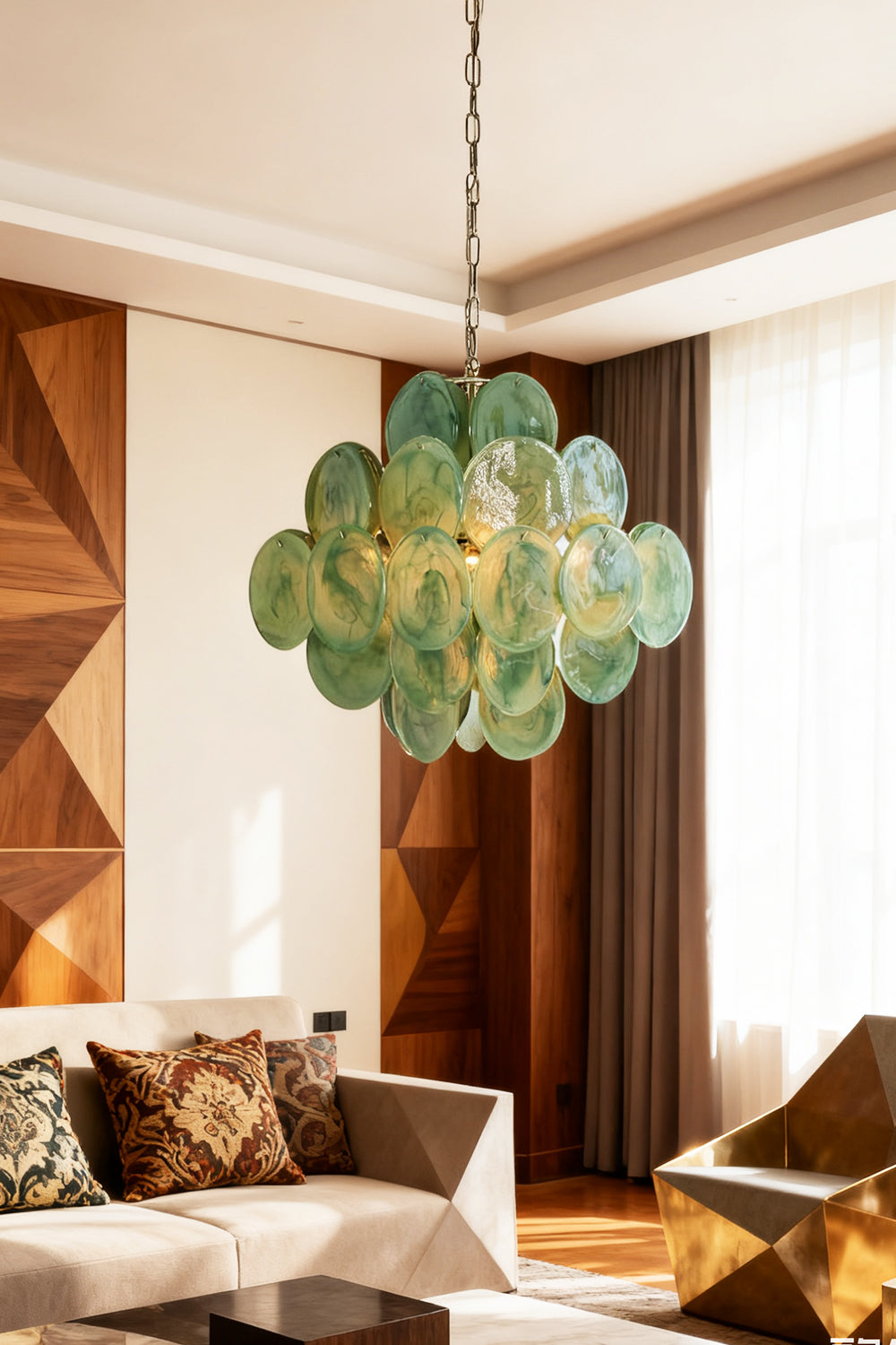 Murano Green Disks Chandelier