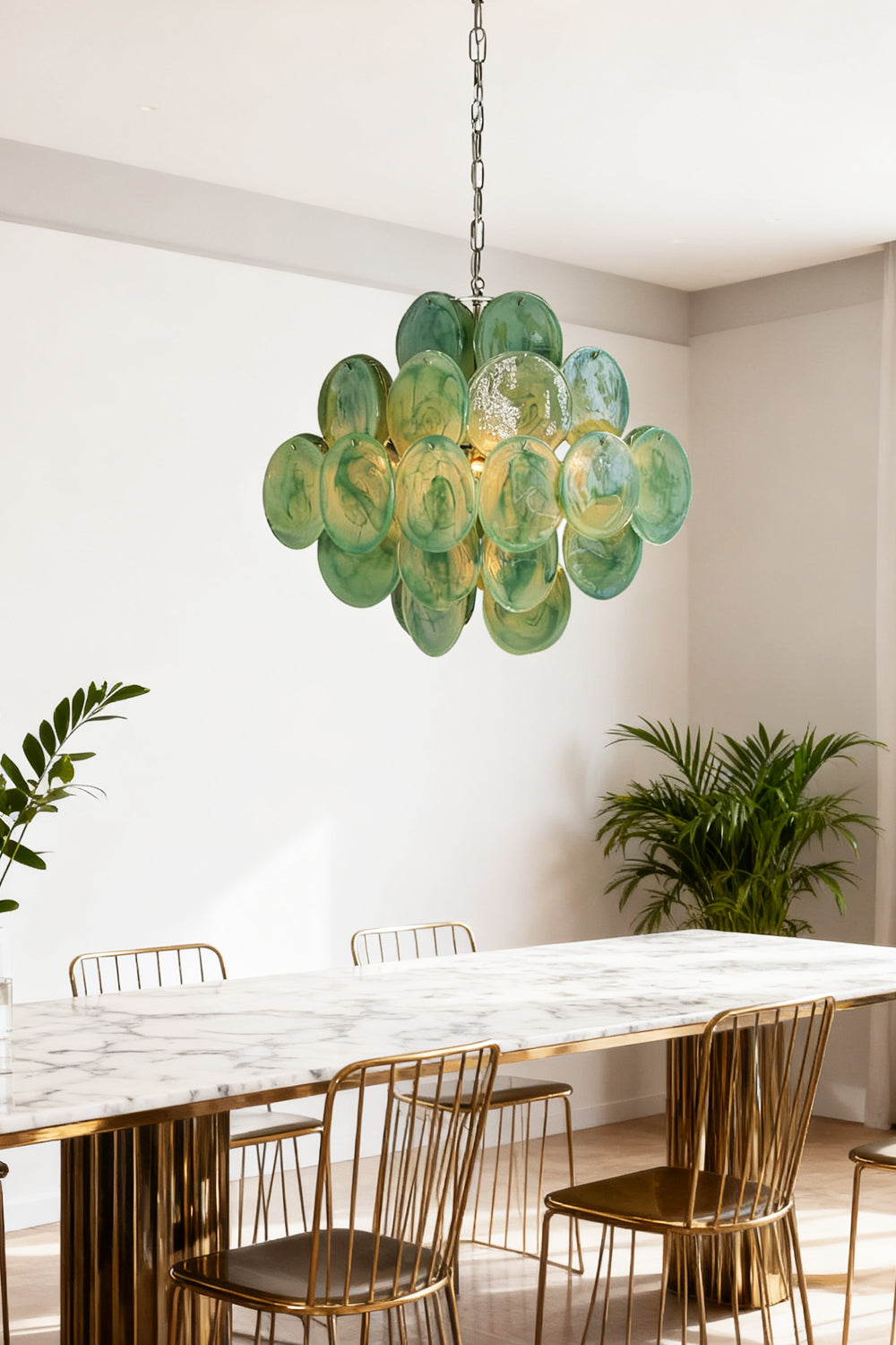 Murano Green Disks Chandelier