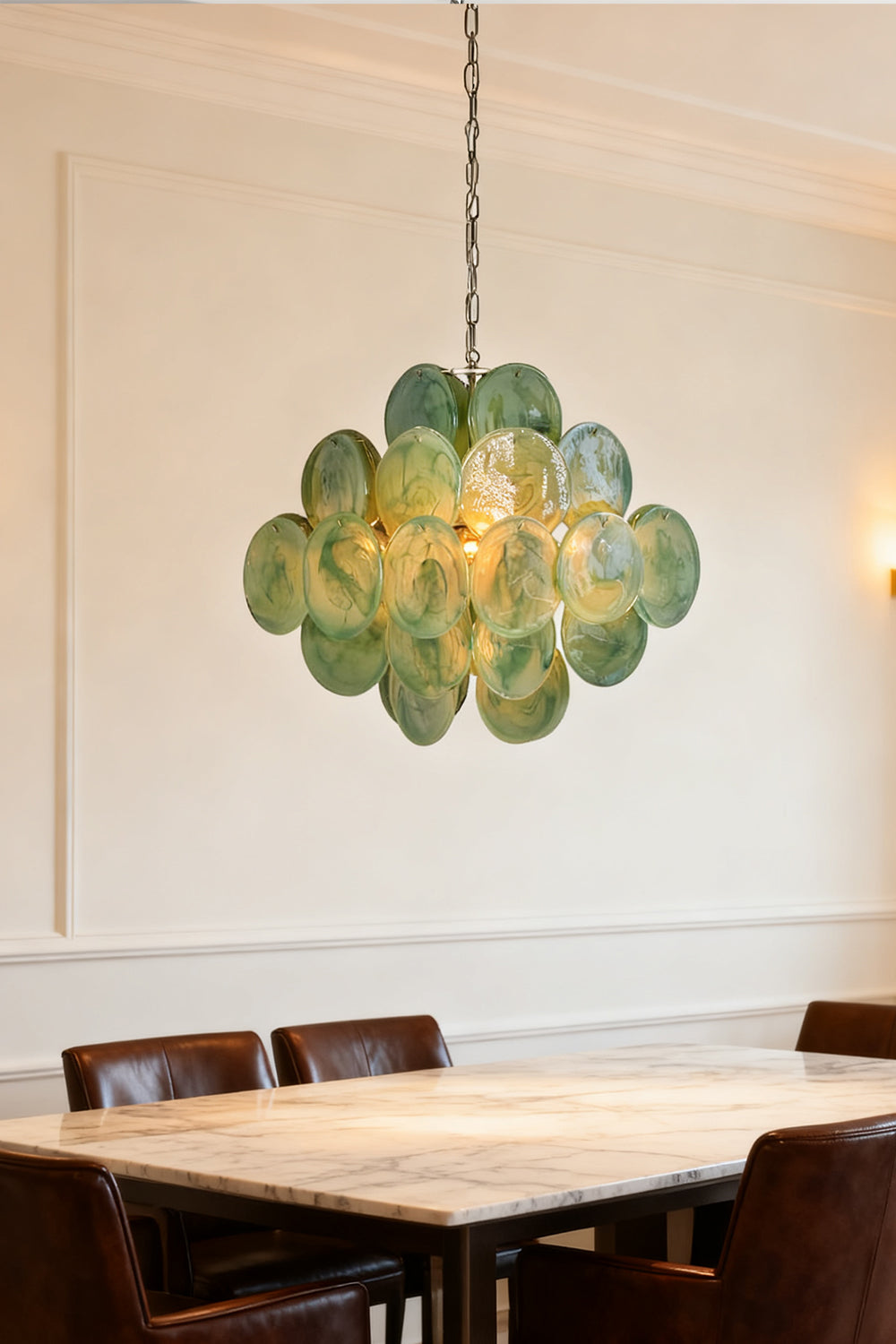 Murano Green Disks Chandelier