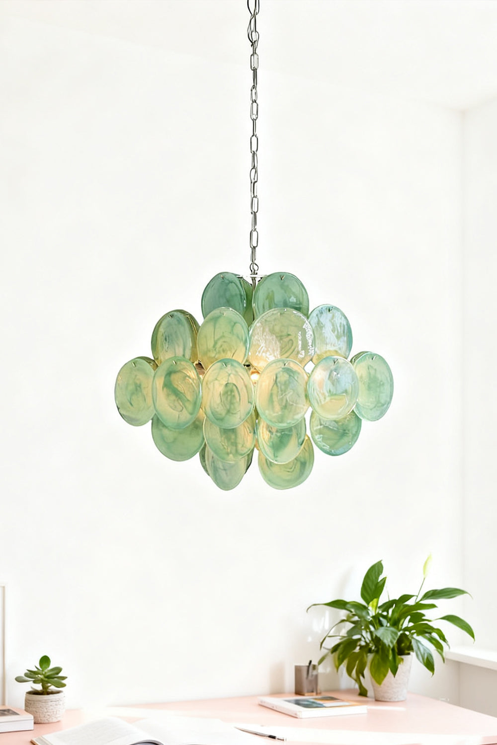 Murano Green Disks Chandelier