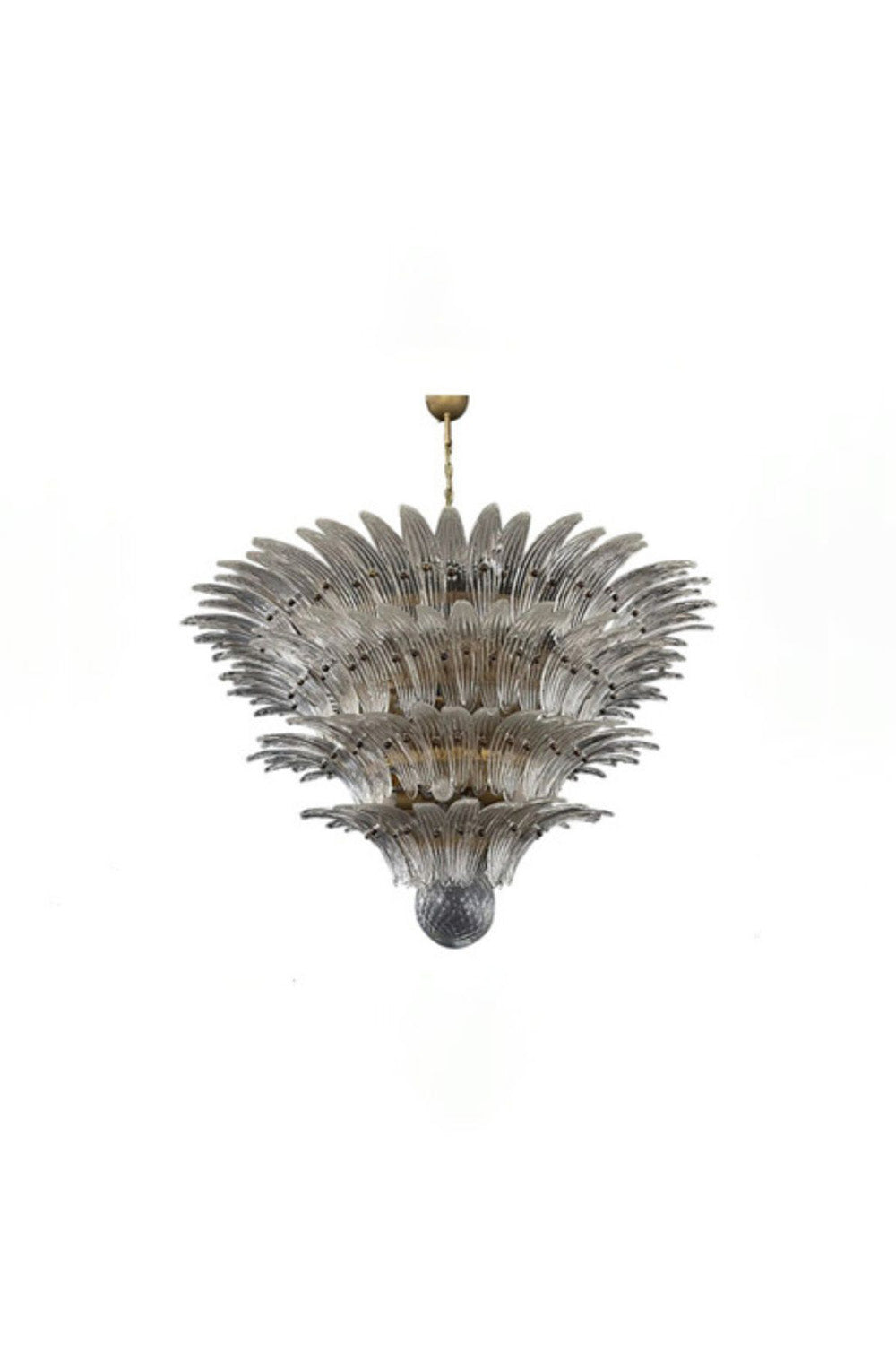 Murano Palm Leaf 4-Tier Clear Glass Chandelier