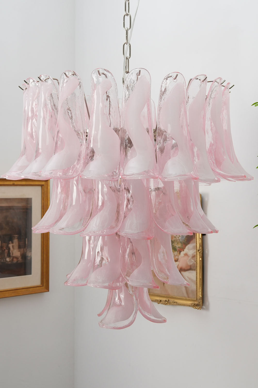 Murano Blush Pink Glass Petal Chandelier