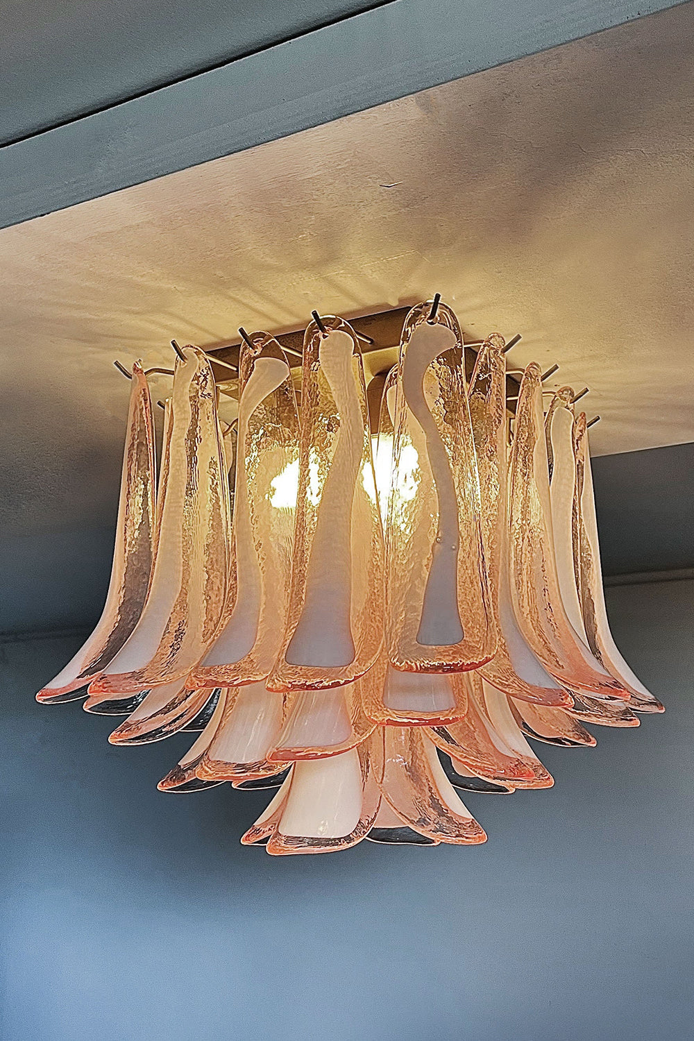 Murano Pink Glass Petal Ceiling Lamp