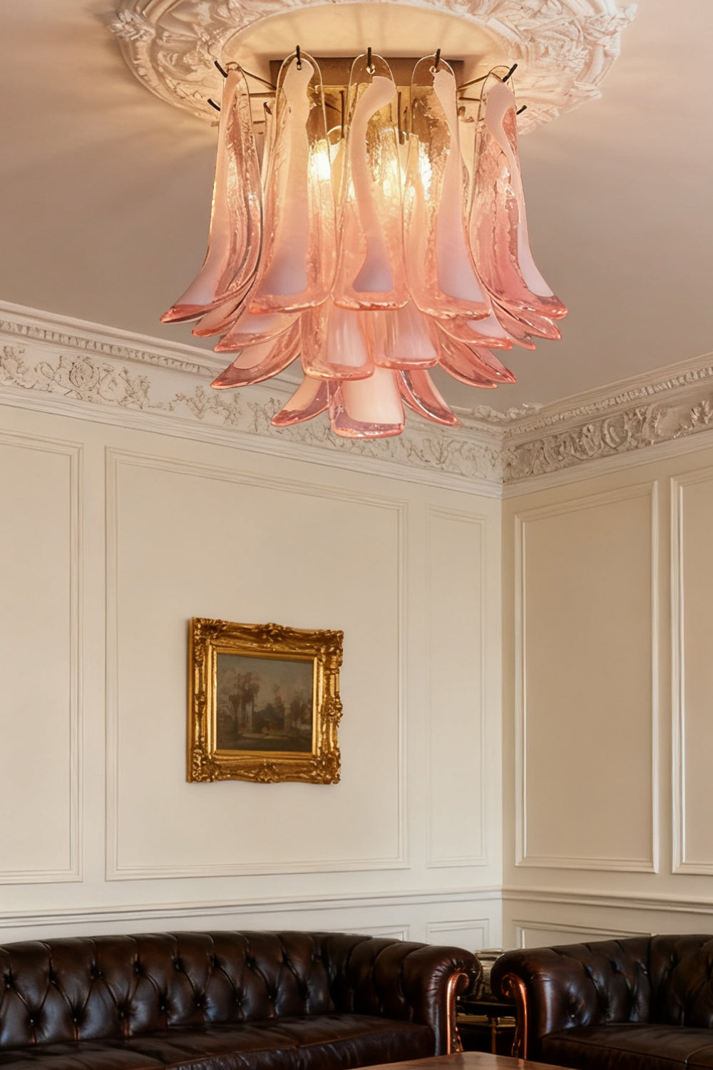 Murano Pink Glass Petal Ceiling Lamp