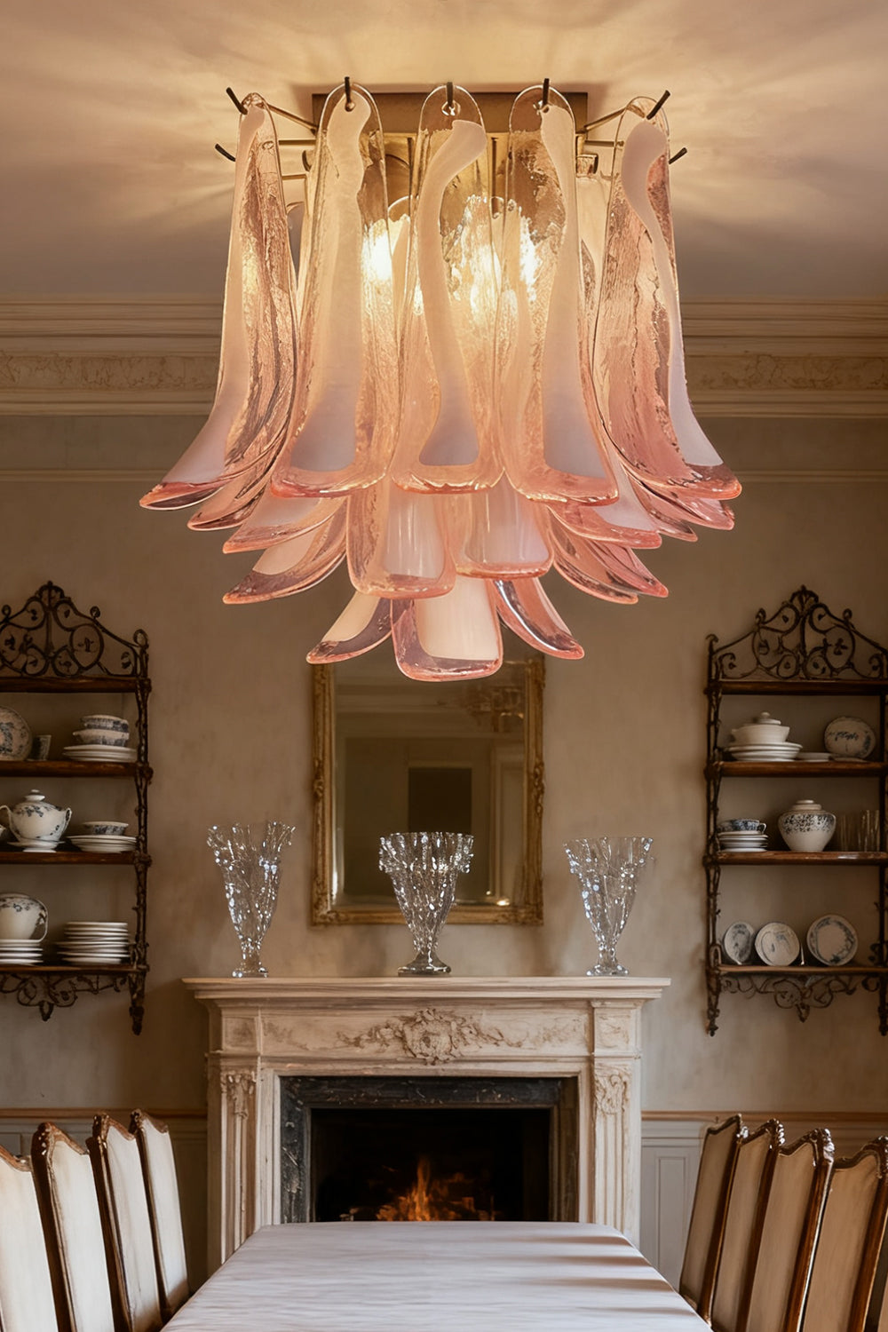 Murano Pink Glass Petal Ceiling Lamp
