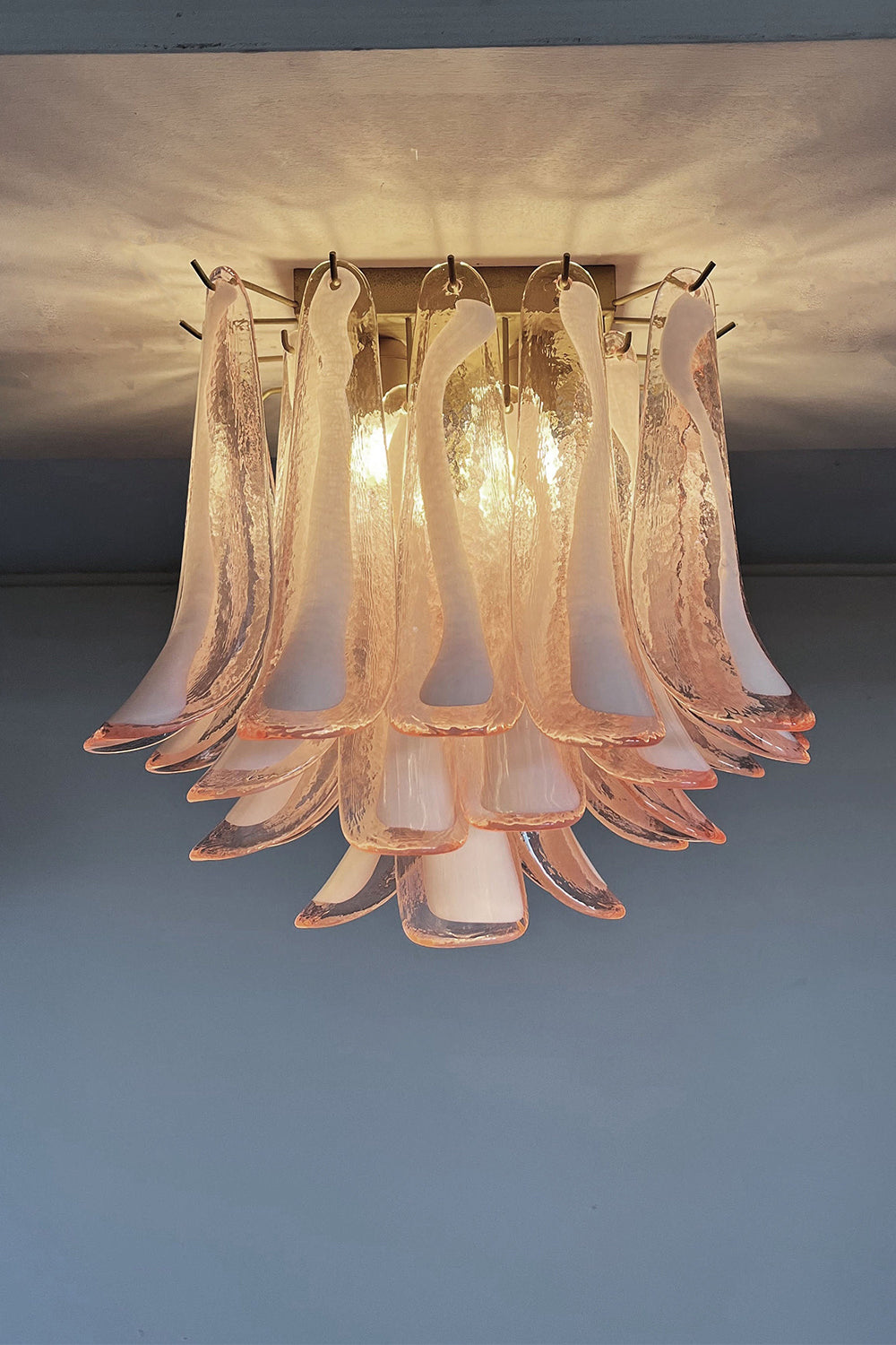 Murano Pink Glass Petal Ceiling Lamp