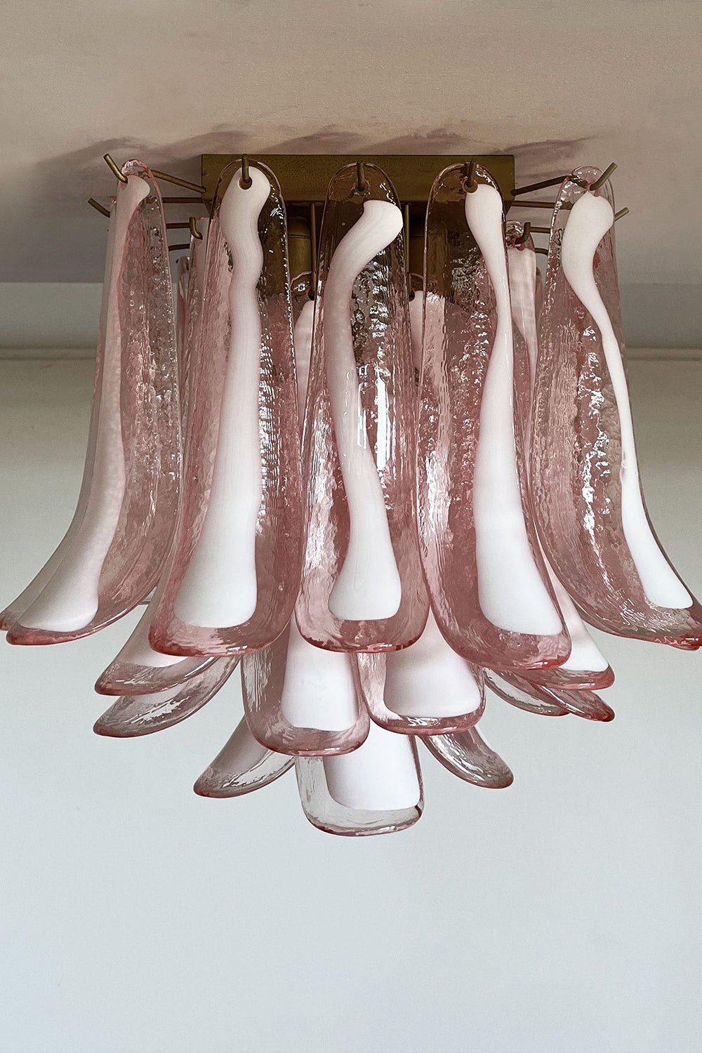 Murano Pink Glass Petal Ceiling Lamp