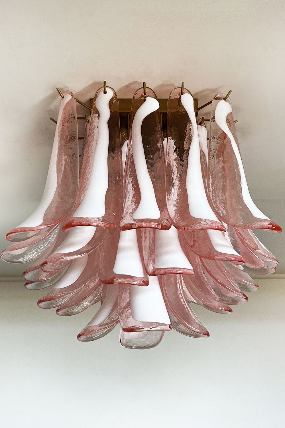 Murano Pink Glass Petal Ceiling Lamp