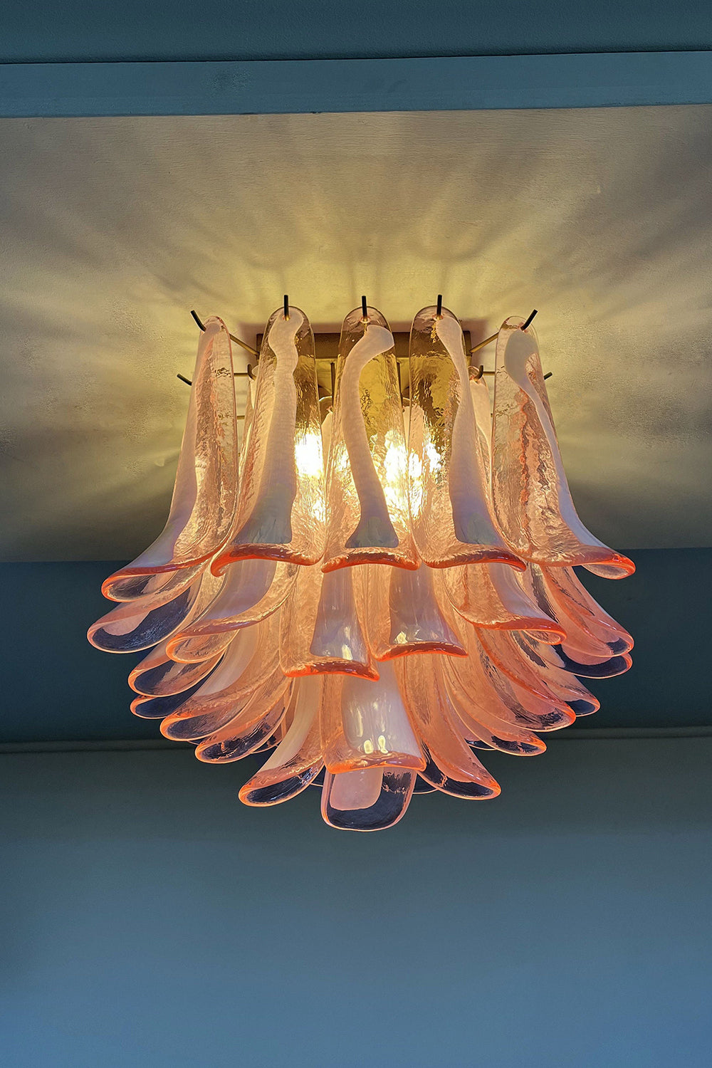 Murano Pink Glass Petal Ceiling Lamp