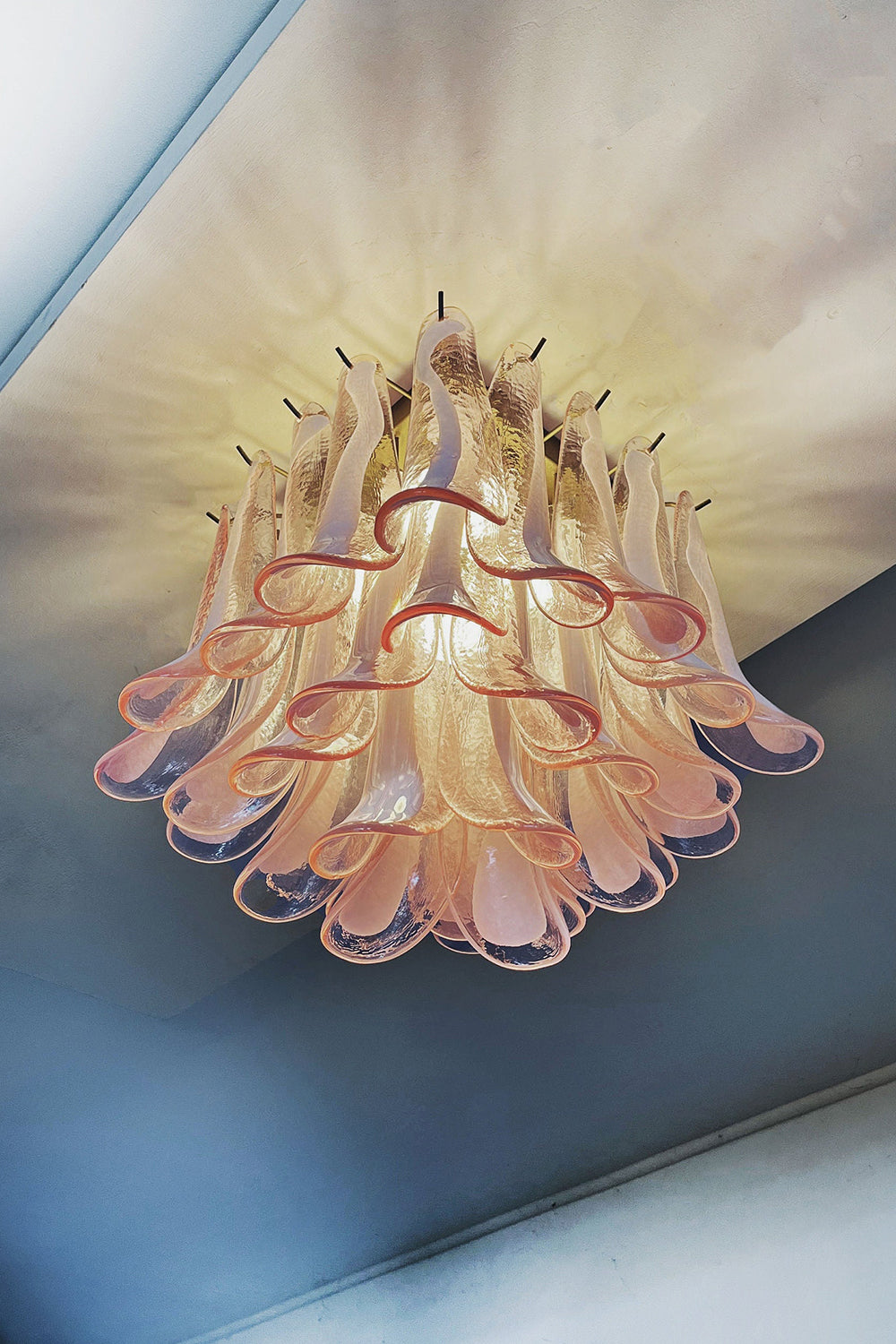 Murano Pink Glass Petal Ceiling Lamp