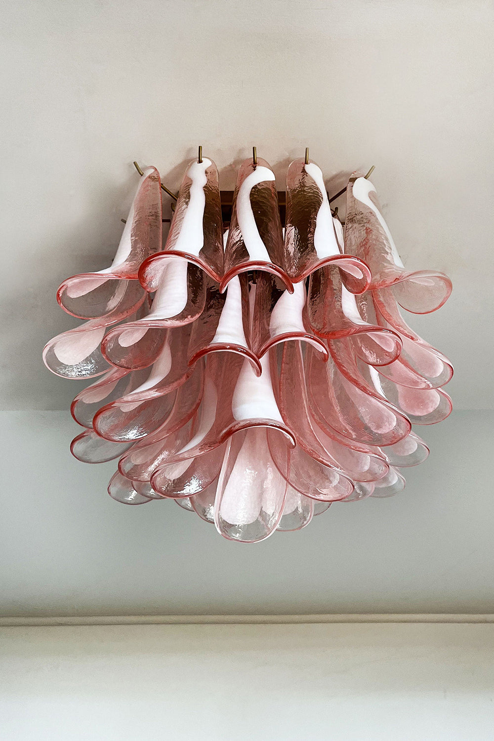 Murano Pink Glass Petal Ceiling Lamp