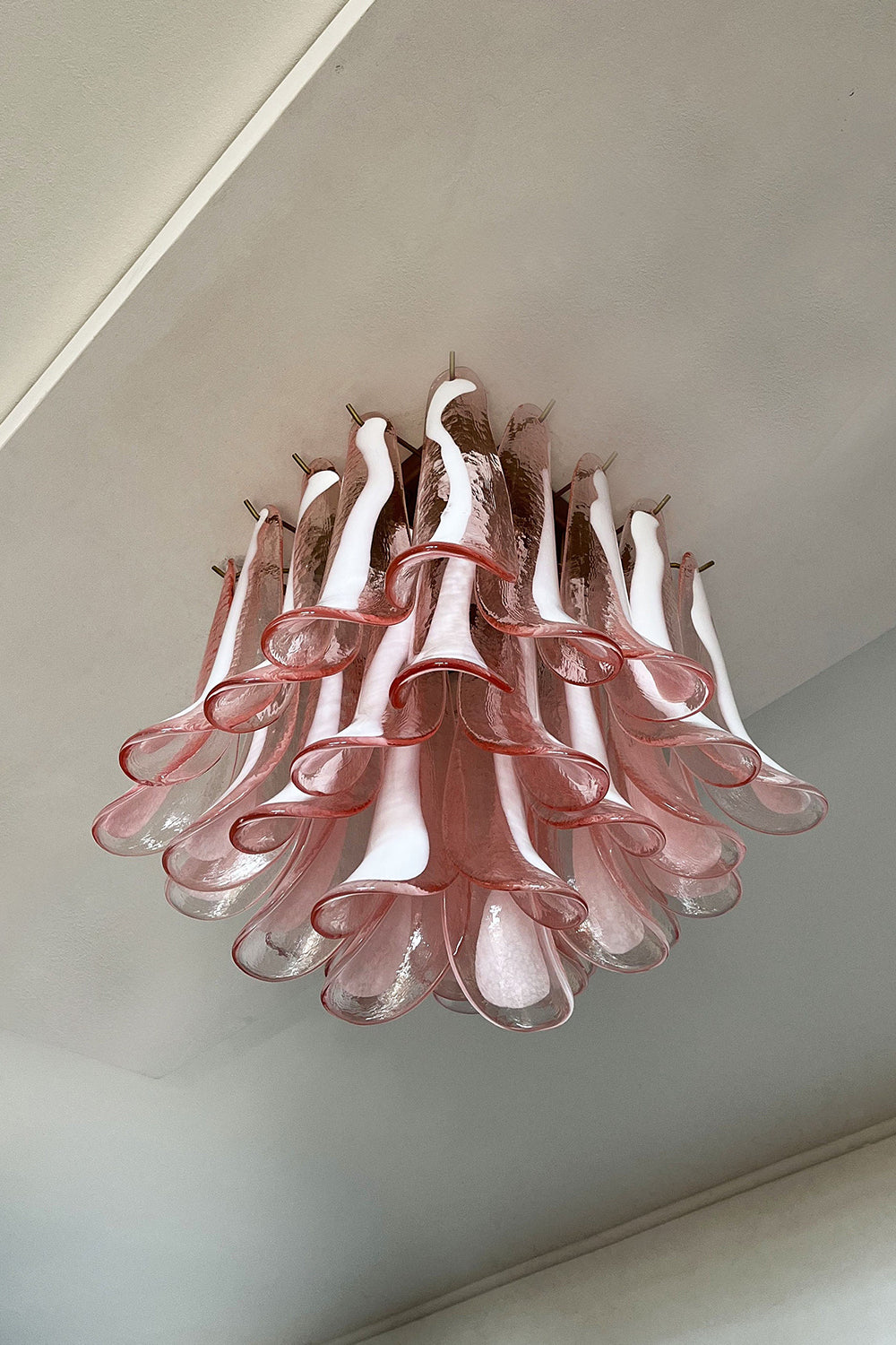 Murano Pink Glass Petal Ceiling Lamp