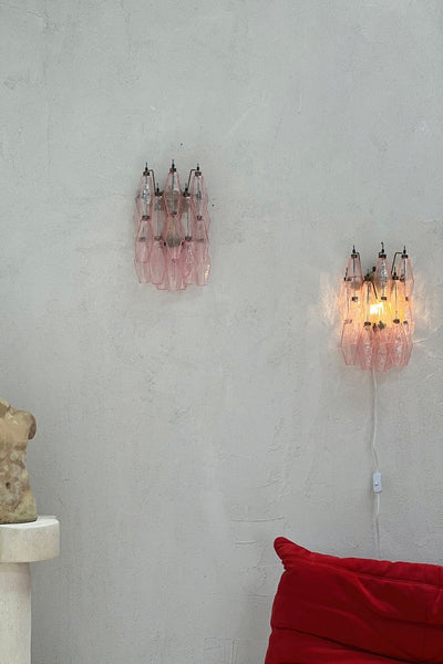 Vintage Murano Poliedri Pink Wall Lamp